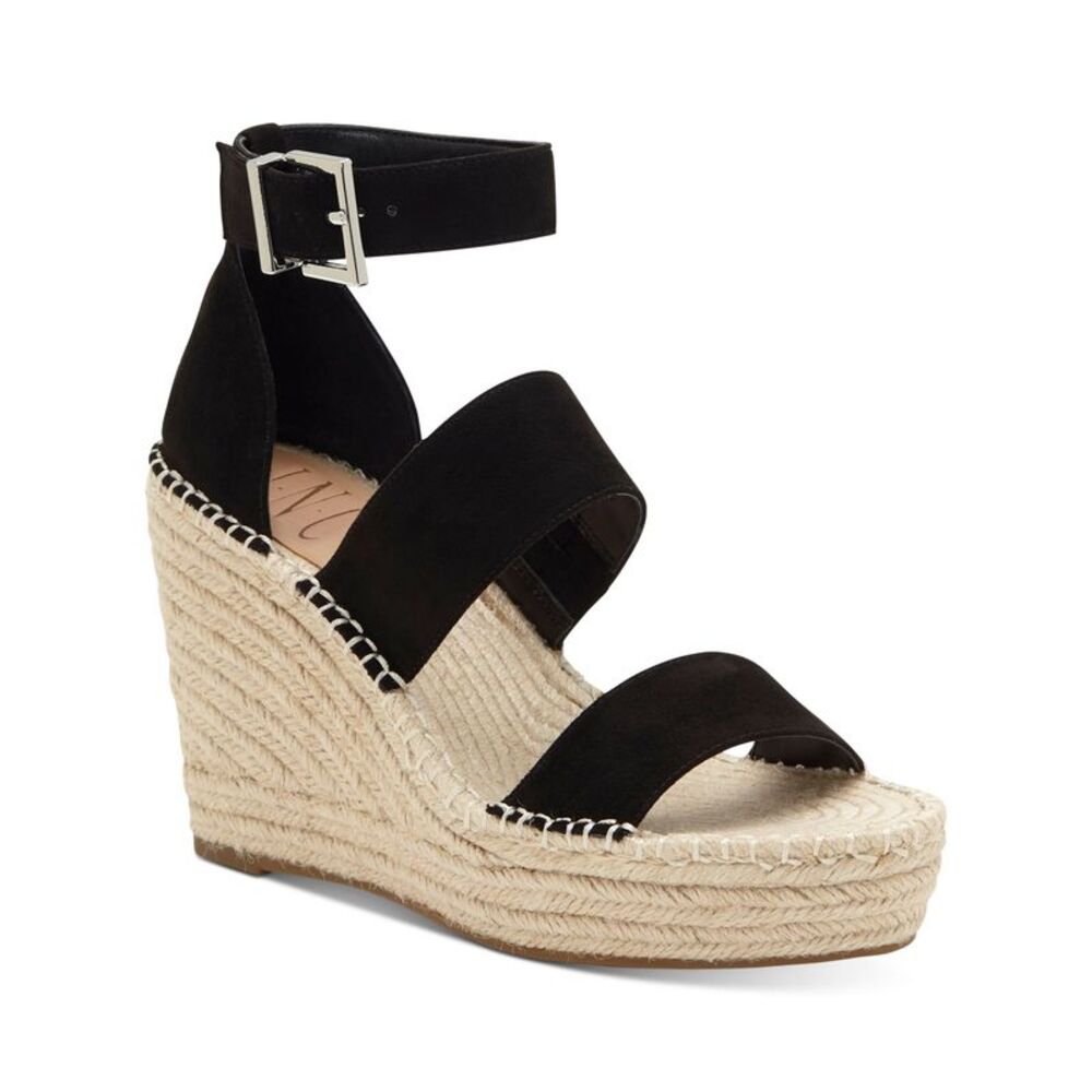 INC Womens Black 1" Platform Catiana Almond Toe Wedge Espadrille Shoes 9.5 M - Picture 1 of 4
